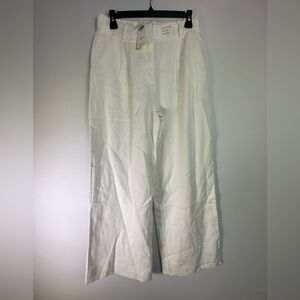 Abercrombie & Fitch White Linen Wide Leg Pants